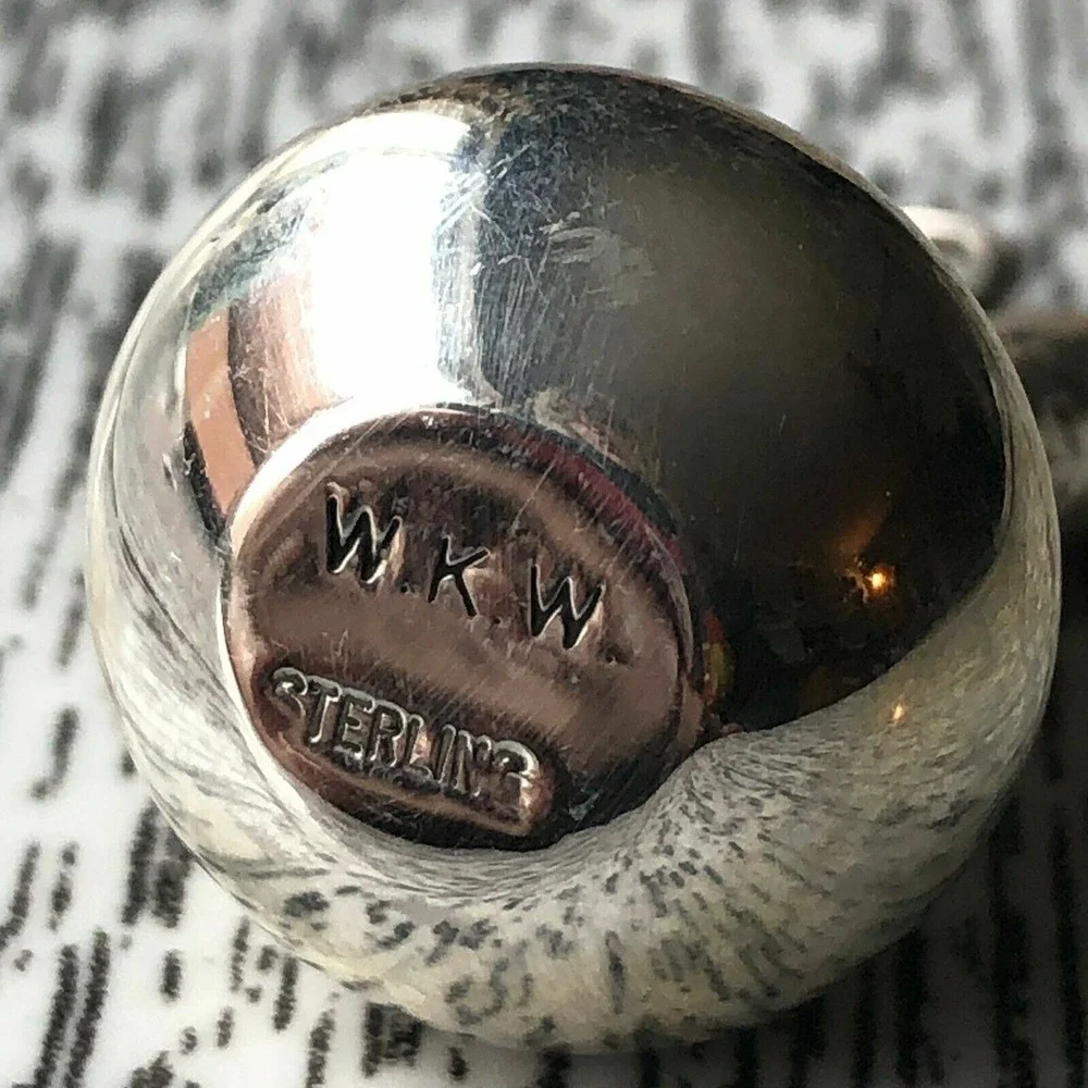 Mini Wedding Vase Navajo Pendant Stamped Signed WKW Native Charm‎ Sterling